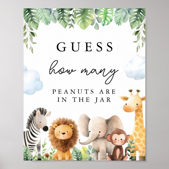 Affiche Safari Baby Shower Devine Combien (Devant)