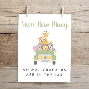 Affiche Safari Baby shower Devine Combien De Jeu Signe