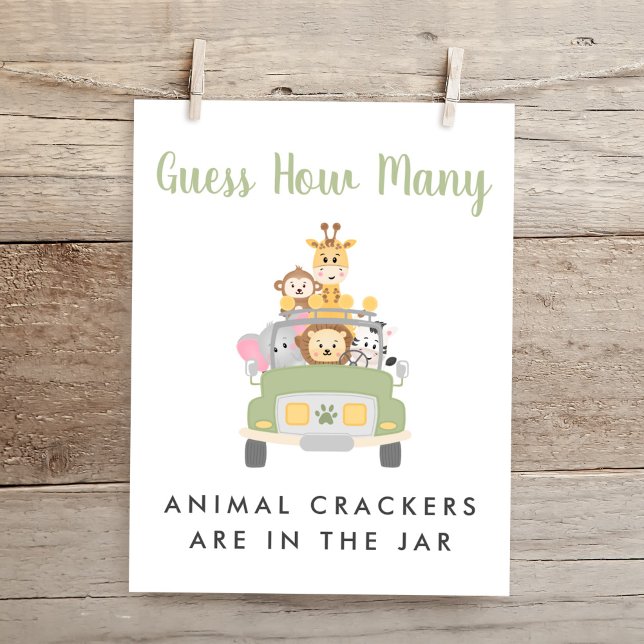 Affiche Safari Baby shower Devine Combien De Jeu Signe (Créateur téléchargé)