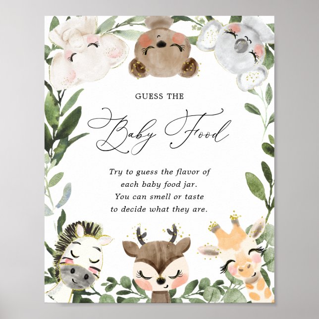 Affiche Safari Baby shower Devine Le Panneau Alimentaire B (Devant)