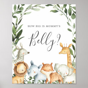 Affiche Safari Baby shower Devinez la taille du ventre de 