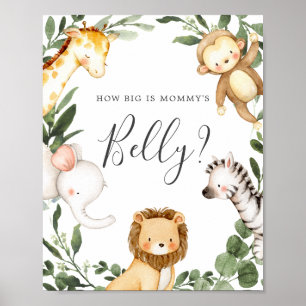 Affiche Safari Baby shower Devinez la taille du ventre de