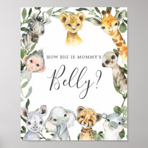 Affiche Safari Baby shower Devinez la taille du ventre de
