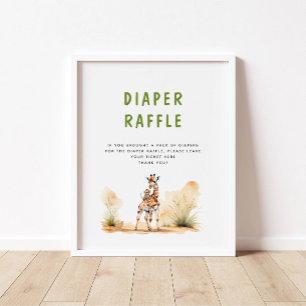 Affiche Safari Bébé Animaux Baby shower Déchets Raffle