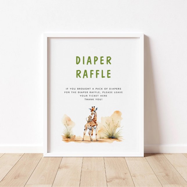 Affiche Safari Bébé Animaux Baby shower Déchets Raffle (Créateur téléchargé)