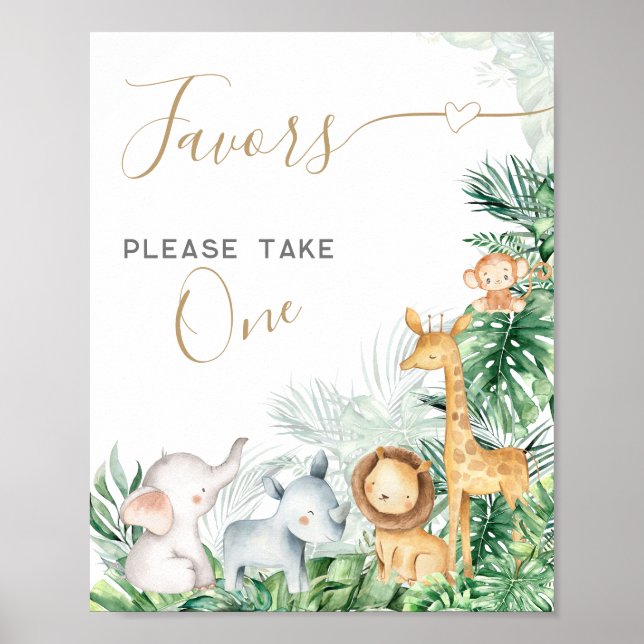 Affiche Safari Bébé Animaux Baby shower Sweet faveurs (Devant)