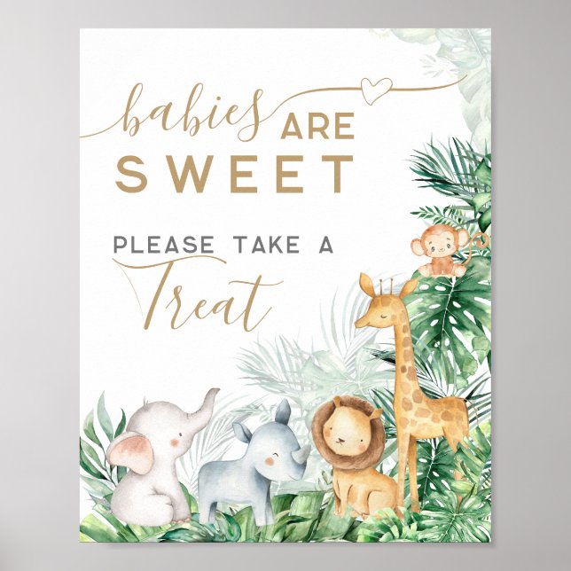 Affiche Safari Bébé Animaux Baby shower Sweet Treat (Devant)