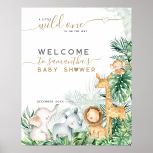Affiche Safari Bébé Animaux Végétation Baby shower bienven