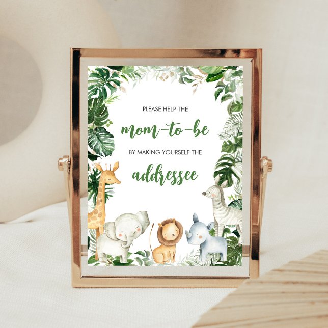 Affiche Safari Bébé Sauvage Panneau de Signalisation de St (Greenery Jungle Baby Shower Envelope Station Sign)