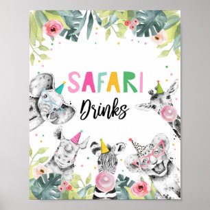 Affiche Safari Boissons Safari Party Animaux Anniversaire