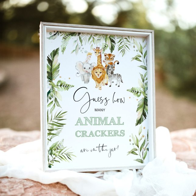 Affiche Safari Combien de crackers animaux dans le bocal (Créateur téléchargé)