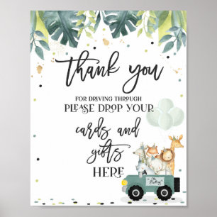Affiche Safari Drive By Baby shower Card & Gig Sign