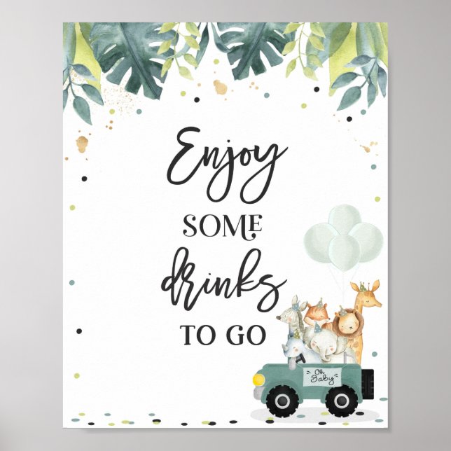 Affiche Safari Drive By Baby shower Treat Favoriser Sign (Devant)