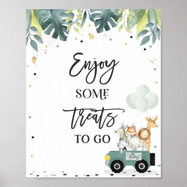 Affiche Safari Drive By Baby shower Treat Favoriser Sign (Devant)