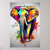 Safari Elephant Art Africain, Peinture Arc En Ciel