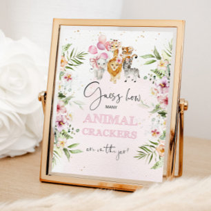 Affiche Safari floral Combien de crackers animaux dans le