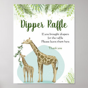 Affiche Safari girafe quitte la baby shower Tirage au sort