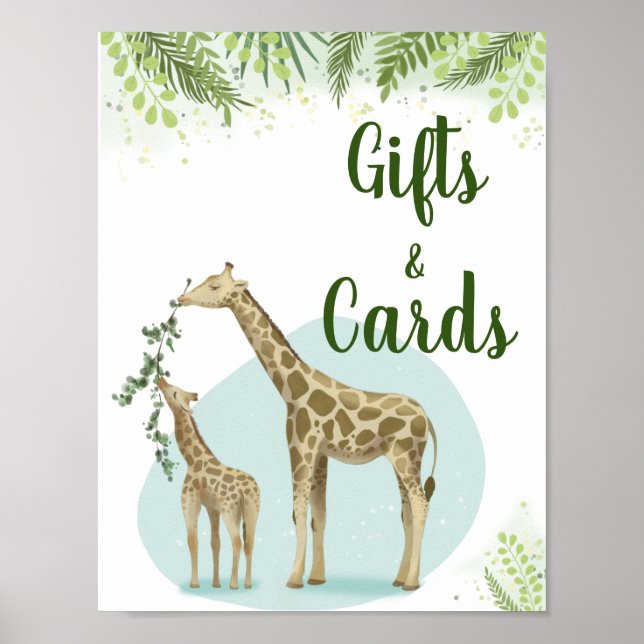 Affiche Safari Giraffe Feuille Baby showers cadeaux et car (Devant)
