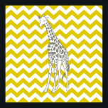 Affiche Safari Golden Poppy Chevron avec Giraffe Pop Art<br><div class="desc">Mod Chevron motif dans la palette de couleurs Safari Moods d'Emporio Moffa,  avec la girafe pop art sur un côté.</div>