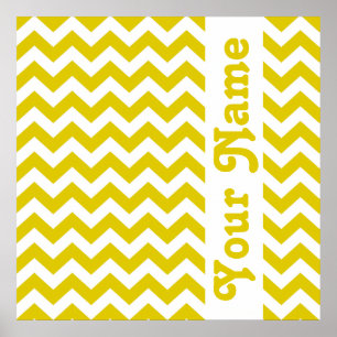 Affiche Safari Golden Poppy Chevron avec texte personnalis