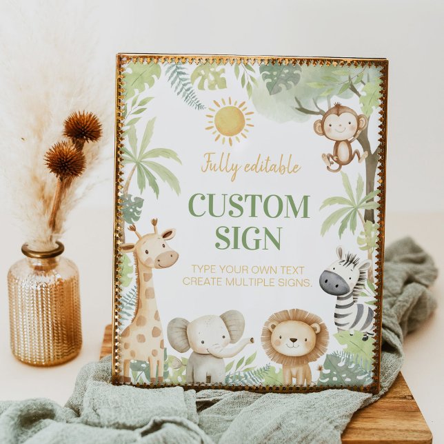 Affiche Safari Jungle Animaux Anniversaire Table (Créateur téléchargé)