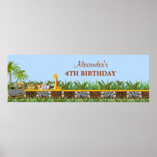 Affiche Safari Jungle Animaux dans une bannière de train