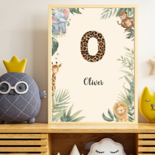 Affiche Safari Jungle Nom Personnalisé Monogramme O Nurser