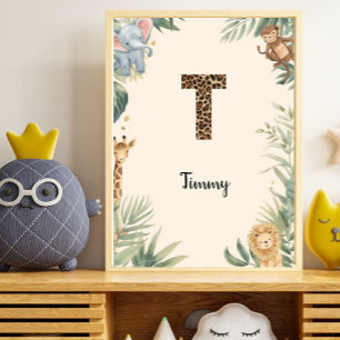 Affiche Safari Jungle Nom Prénom Personnalisé T Nursery