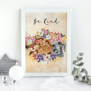 Affiche Safari jungle sauvage bébé fete eau Gold