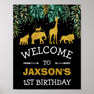 Affiche Safari Jungle WILD ONE Tropical Birthday Welcome