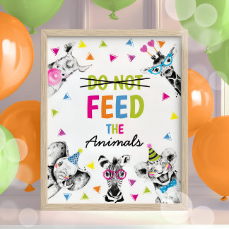 Affiche Safari Party Animaux ne pas nourrir les animaux Si