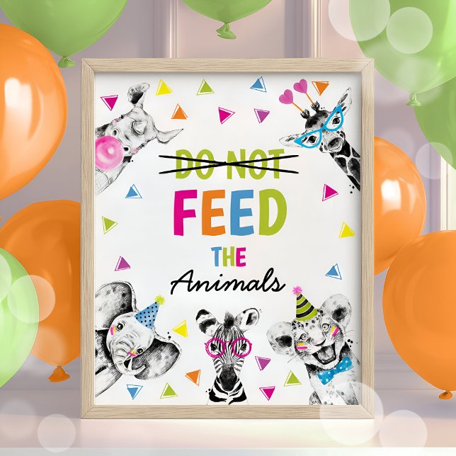 Affiche Safari Party Animaux ne pas nourrir les animaux Si (Créateur téléchargé)