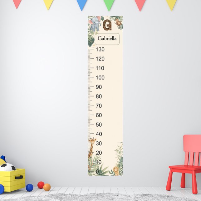 Affiche Safari Personalized Name Monogram G Growth Chart (Créateur téléchargé)