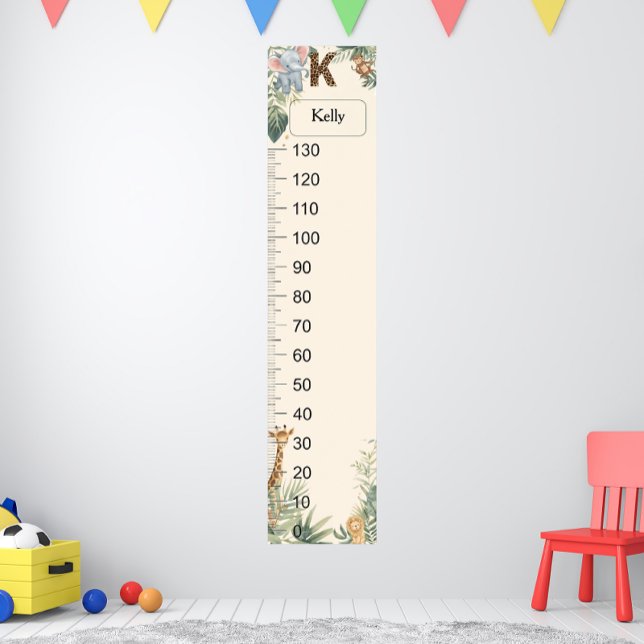 Affiche Safari Personalized Name Monogram K Growth Chart (Créateur téléchargé)