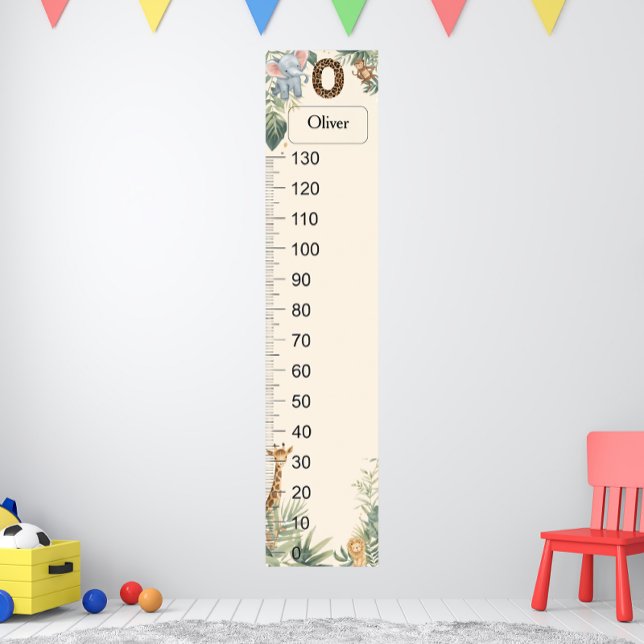 Affiche Safari Personalized Name Monogram O Growth Chart (Créateur téléchargé)