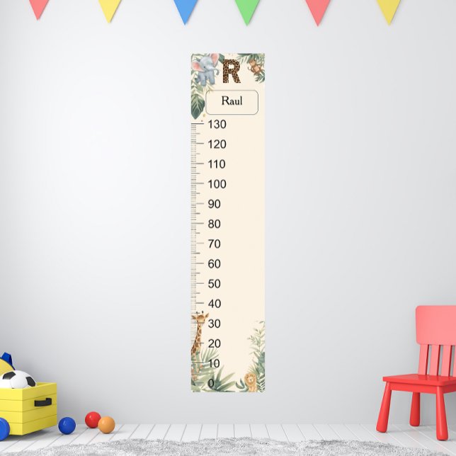 Affiche Safari Personalized Name Monogram R Growth Chart (Créateur téléchargé)