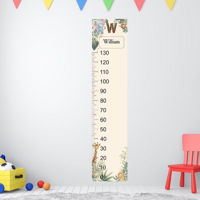 Affiche Safari Personalized Name Monogram W Growth Chart (Créateur téléchargé)