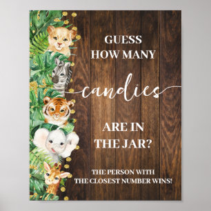 Affiche Safari Rustique Combien de bonbons Jeu de douche S