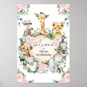 Affiche Safari sauvage Animaux Floral Greenery Anniversair