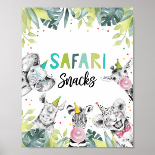 Affiche Safari Snack Party Animaux Garçon Signal d'anniver