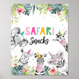 Affiche Safari Snack Safari Party Animaux Signal d'anniver