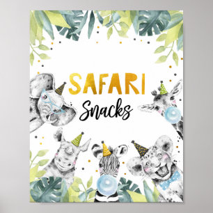 Affiche Safari Snack Safari Party Animaux Signal d'anniver