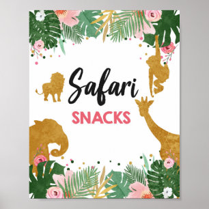Affiche Safari Snacks Aliments Animaux Fille Signal d'anni