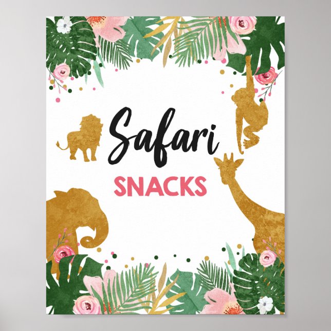 Affiche Safari Snacks Aliments Animaux Fille Signal d'anni (Devant)