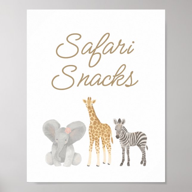 Affiche Safari Snacks Anniversaire Table de fête (Devant)