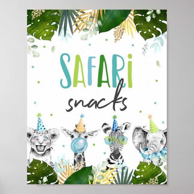 Affiche Safari Snacks Safari Party Animaux Signal d'annive (Devant)