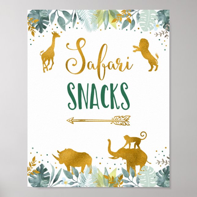 Affiche Safari Snacks Verdure or Signal d'anniversaire (Devant)
