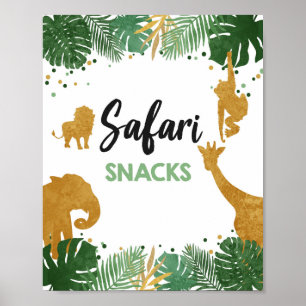 Affiche Safari Snacks Wild Animaux Gold Anniversaire