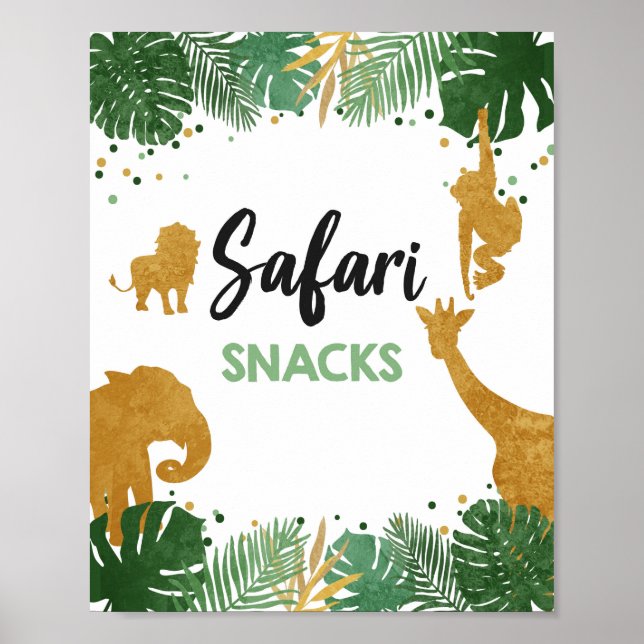 Affiche Safari Snacks Wild Animaux Gold Anniversaire (Devant)