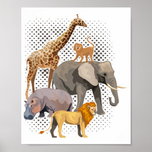 Affiche Safari Squad Africain Safari Animaux Drôle Zoo Ani